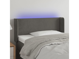 Cabecero de terciopelo con luces LED 103x16x78/88 cm Gris oscuro