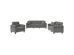 Conjunto de 3 Sofás com Almofadas Microfibra Cinza escuro MAISON EXCLUSIVE