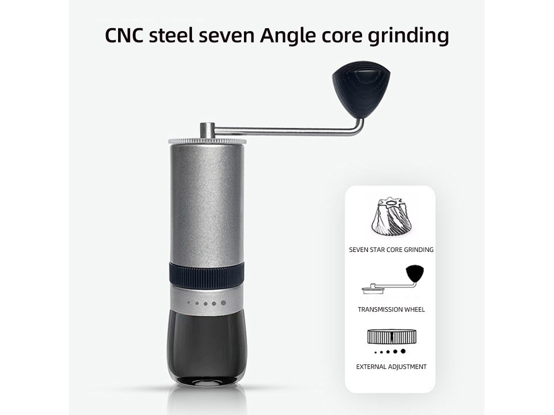 Moedor de Café Manual de Aço Inoxidável com 5 Configurações | S/MARCA