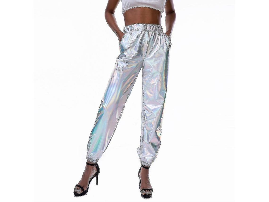 2026 pantalones Casual Holográficos de Moda para Mujer Streetwear Brillantes Cool para Club