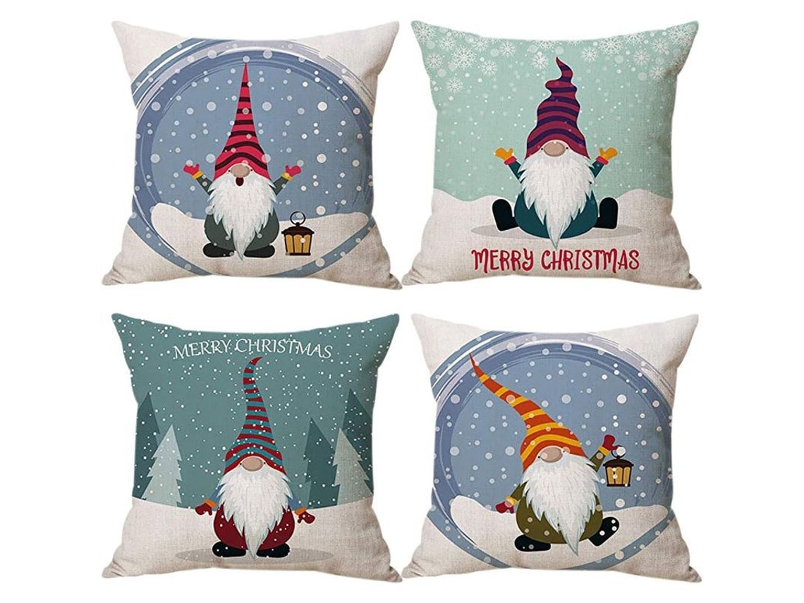 Conjunto de 4 Capas de Almofada de Natal Gnomos Nórdicos 45x45cm Nova Line