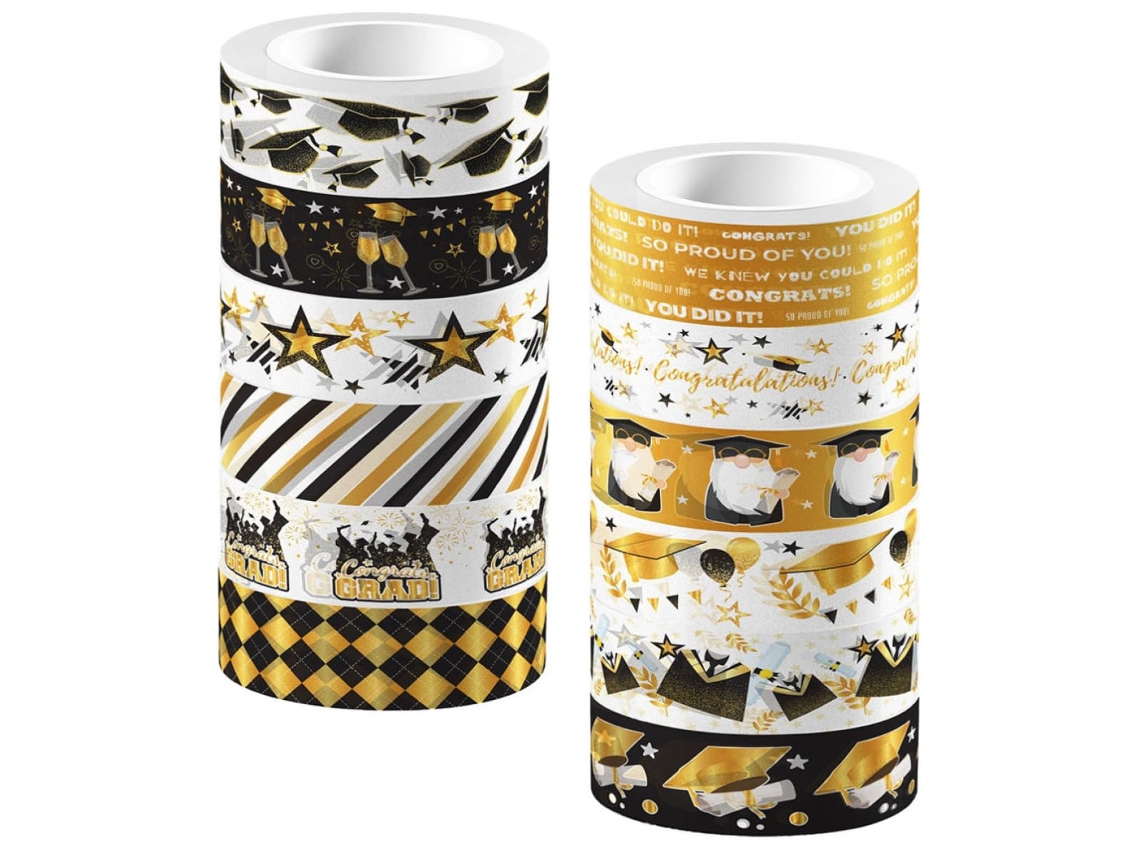 12 Rolos de Fita Washi Delicada para um Toque Festivo. Fitas Papel Decorativas, Autoadesivas e CHABERLU