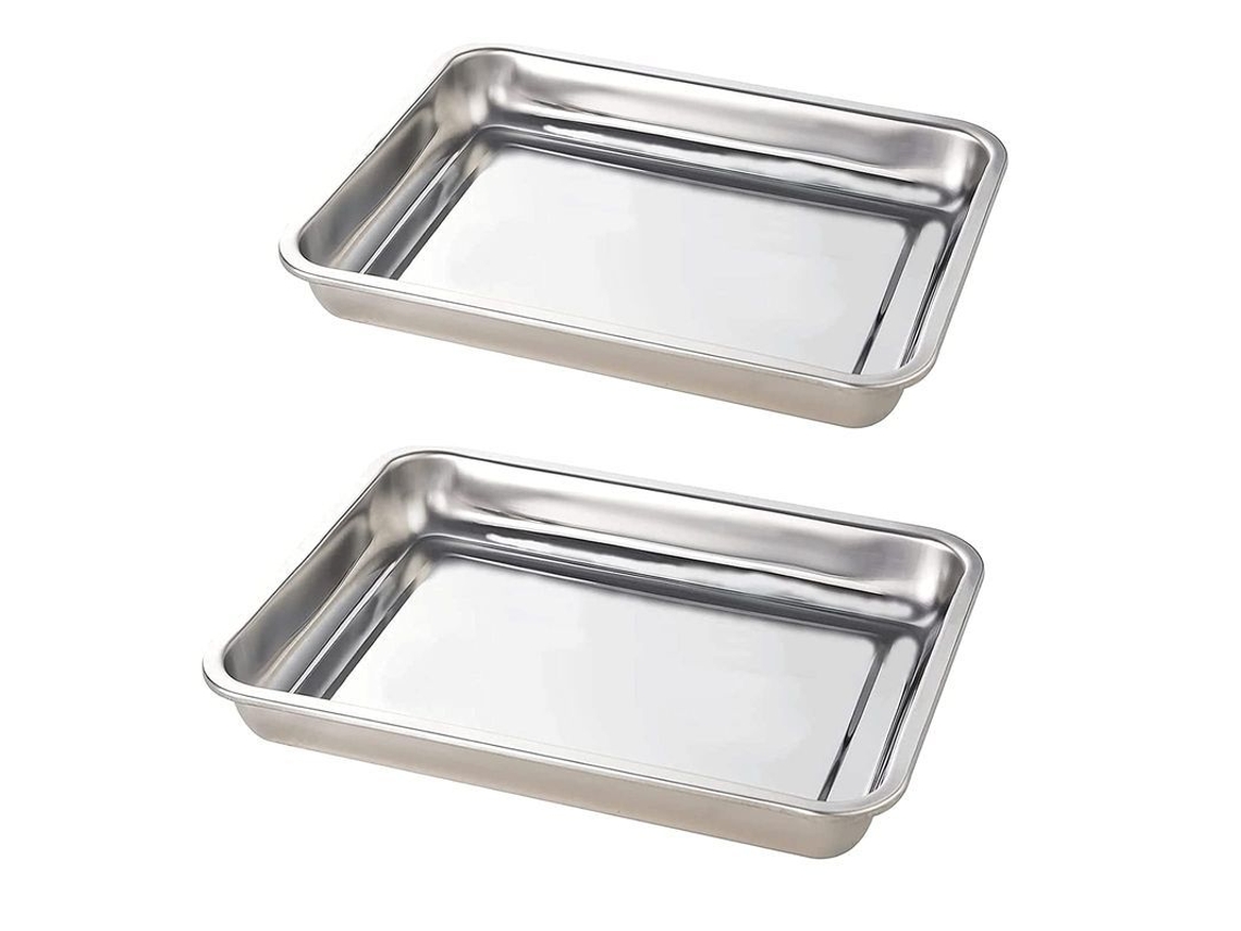 2026 conjunto de 2 Bandejas de Hornear de Acero Inoxidable Antiadherentes para Horno 32x22x4.8cm