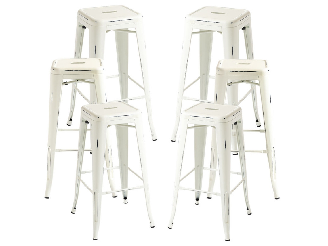 Pack 6 Bancos Torix Vintage 76 Cm - Branco Vintage