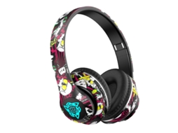 Fones de Ouvido Bluetooth Estilo Grafite com Luzes Led, Qualidade de Som Hifi, Graves Profundos e Design Dobrável. MDUG (azul)