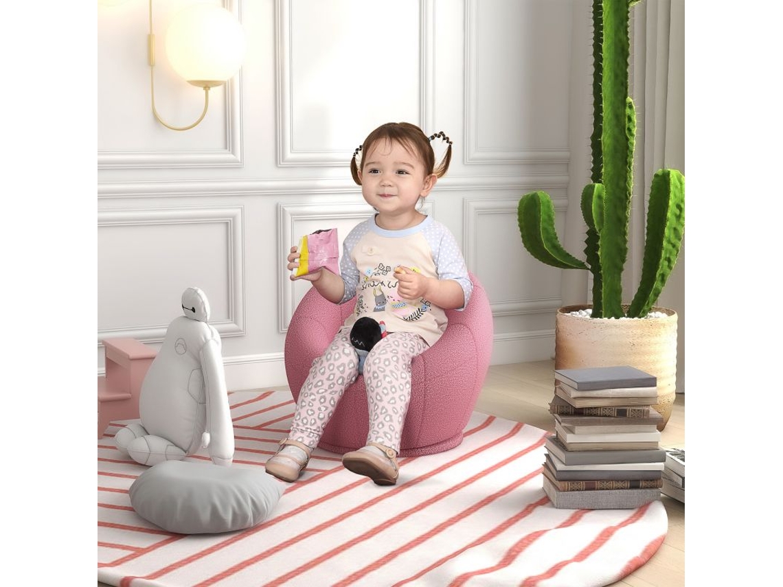 Poltrona Infantil, Móveis Para Crianças, Banquinho Infantil, Teddy-fleece, 60 Cm X 56 Cm X 48 Cm, Rosa