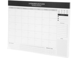 Agenda mensal sem data em papel branco, ideal para escritório ou para guardar presentes.