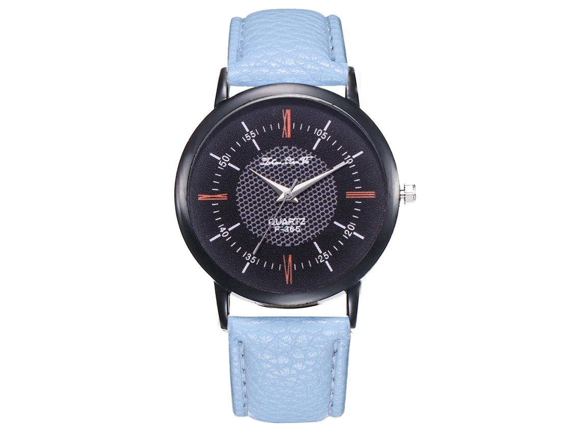 Reloj Analógico Unisex Pareja De Cuero Pu De Negocios Con Correa De Cuero (azul Claro)