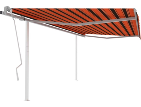 vidaXL Toldo retrátil manual com postes 4,5x3,5 m laranja e castanho