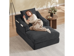 Cadeira Espreguiçadeira 2 Em 1 Em Cotelê, Espuma Alta Densidade, Design Destacável, Bolsos, Máx. 150kg
