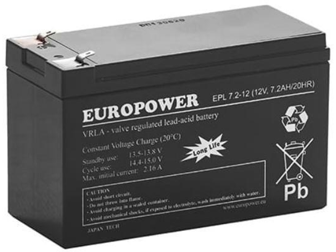 Agm Battery Europower Epl Series 12v 7.2ah T1