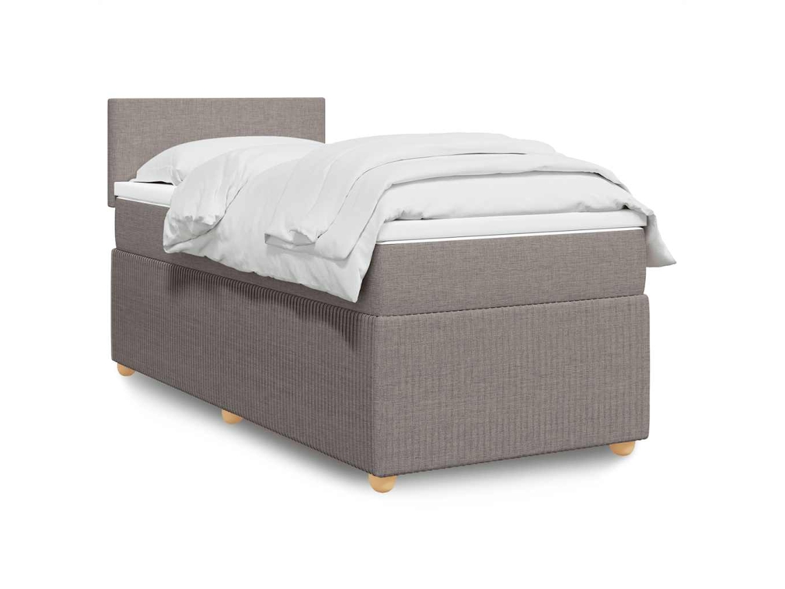Vidaxl Cama Com Molas/colchão 90x200 Cm Tecido Castanho-acinzentado