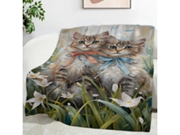 Manta Tulipa para Gatos de Pelo Longo 150x200 Cm Multifuncional Macia Flanela Aconchegante Cama Escritório Son
