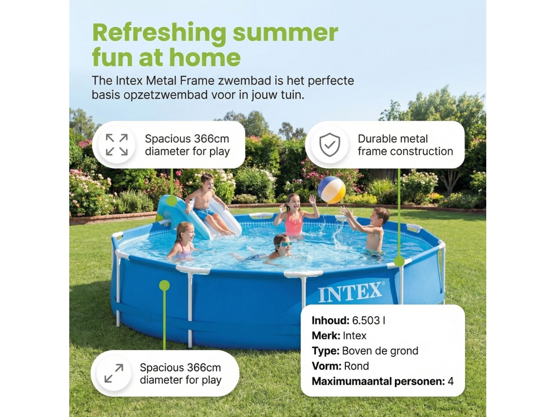 Intex Piscina Com Estrutura Redonda - 366x76 Cm - 7-peças S18