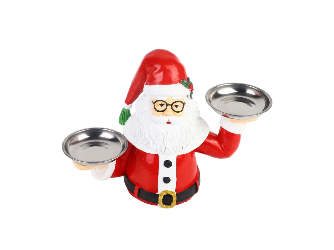 Suporte Comidas Natalino Papai Noel Prateleira Frutas Resina