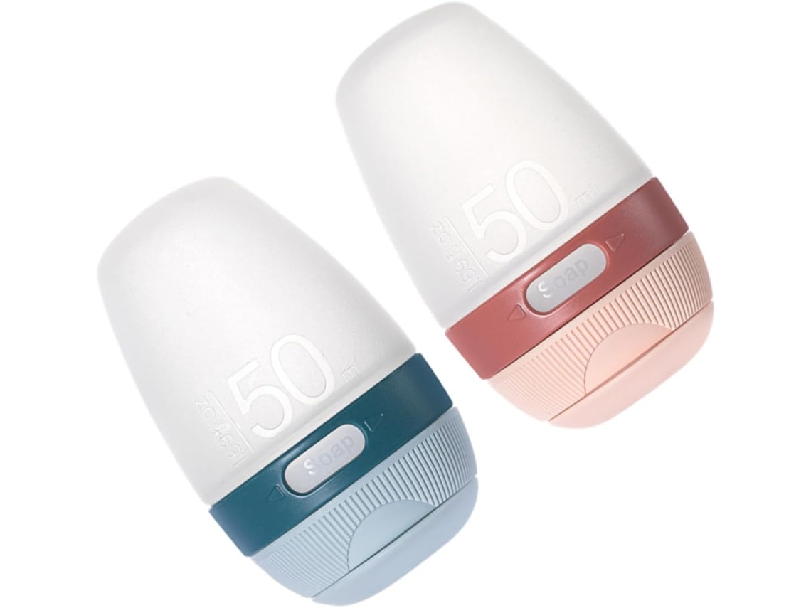 Conjunto De 2 Dispensadores Vazios De Silicone Para Líquido Corporal, Condicionador E Gel - Acessórios Cosméticos