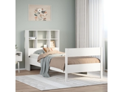 Cama Com Estante Sem Colchão 90x200 Cm Pinho Maciço Branco