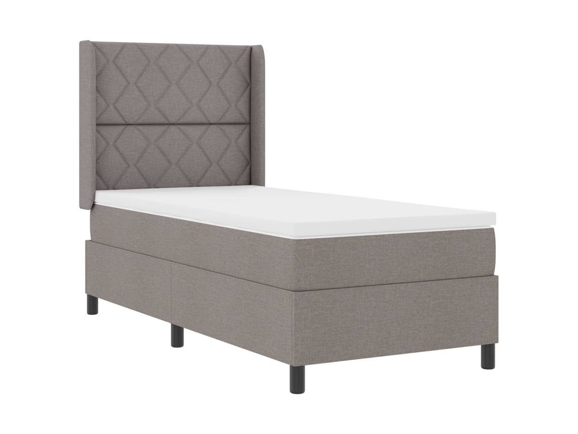 Cama Box Com Colchão E Led - Taupe, Vidaxl, Tecido (100x200 Cm)