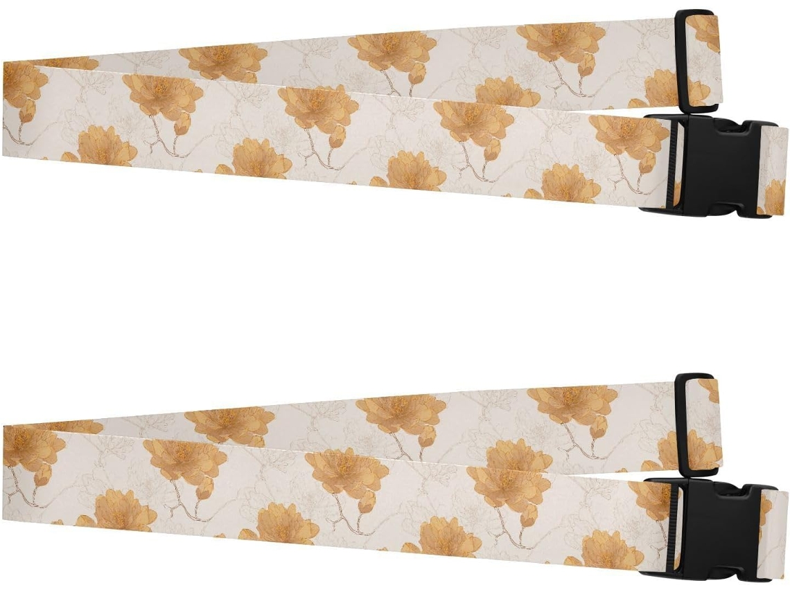 Conjunto De 2 Cintas Bagagem Magnolia Marigold Offwhite Resistentes E Ajustáveis Unissex Ideais Para Viagens, Escola E