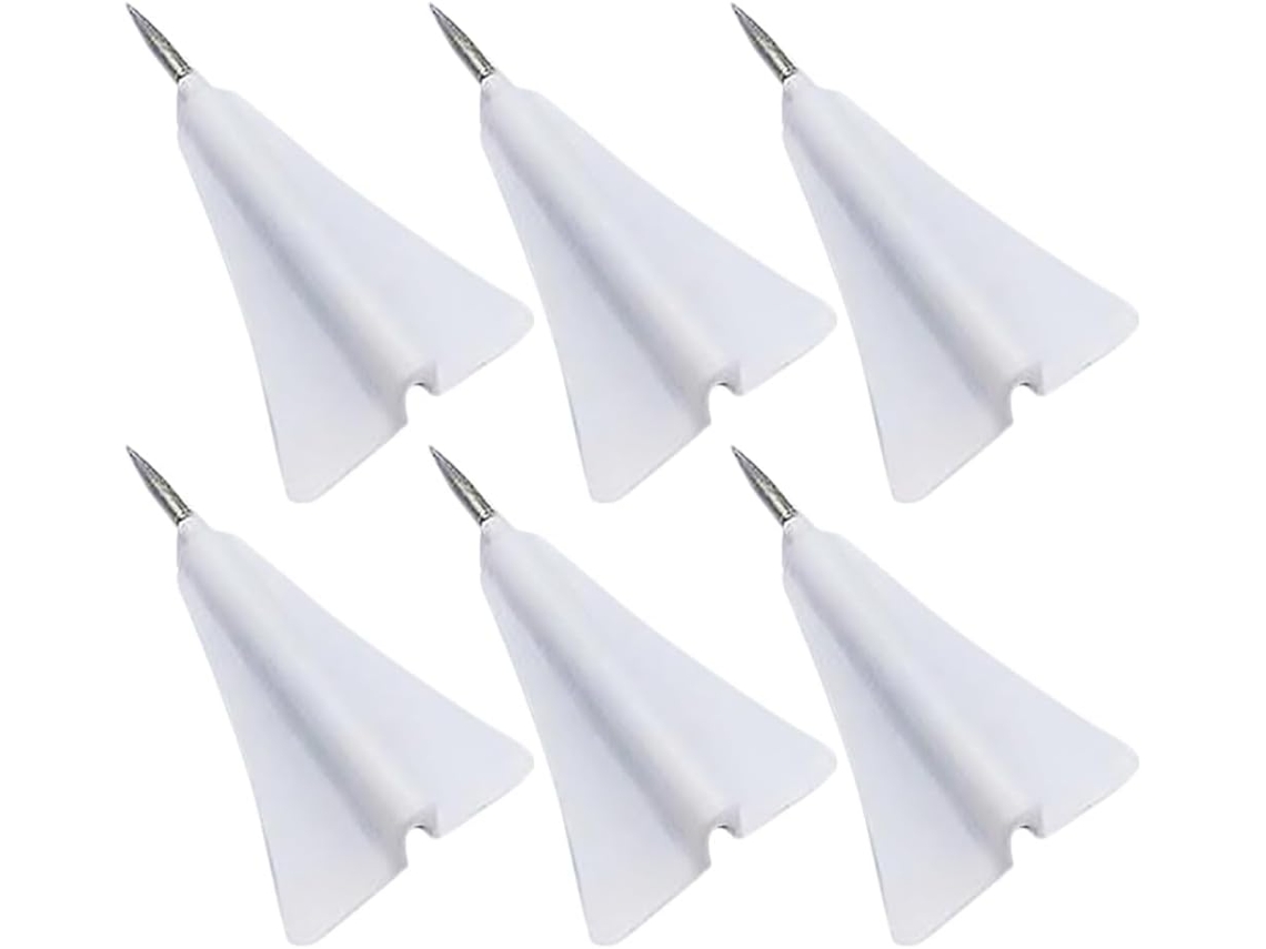 Tachinhas Práticas Em Formato De Avião Papel, Na Cor Clara, Conjunto De 6 Peças, Feitas De Abs E Aço, Acessório Ideal