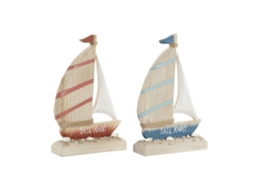 Home Esprit Figura Decorativa Azul Vermelho Veleiro Natural 15 X 4,5 X 23,5 Cm (2 Unidades)