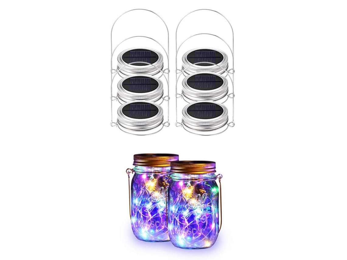 Conjunto de 6 peças com 6 pingentes e vasos de vidro com energia solar (vasos não incluídos), 2026.
