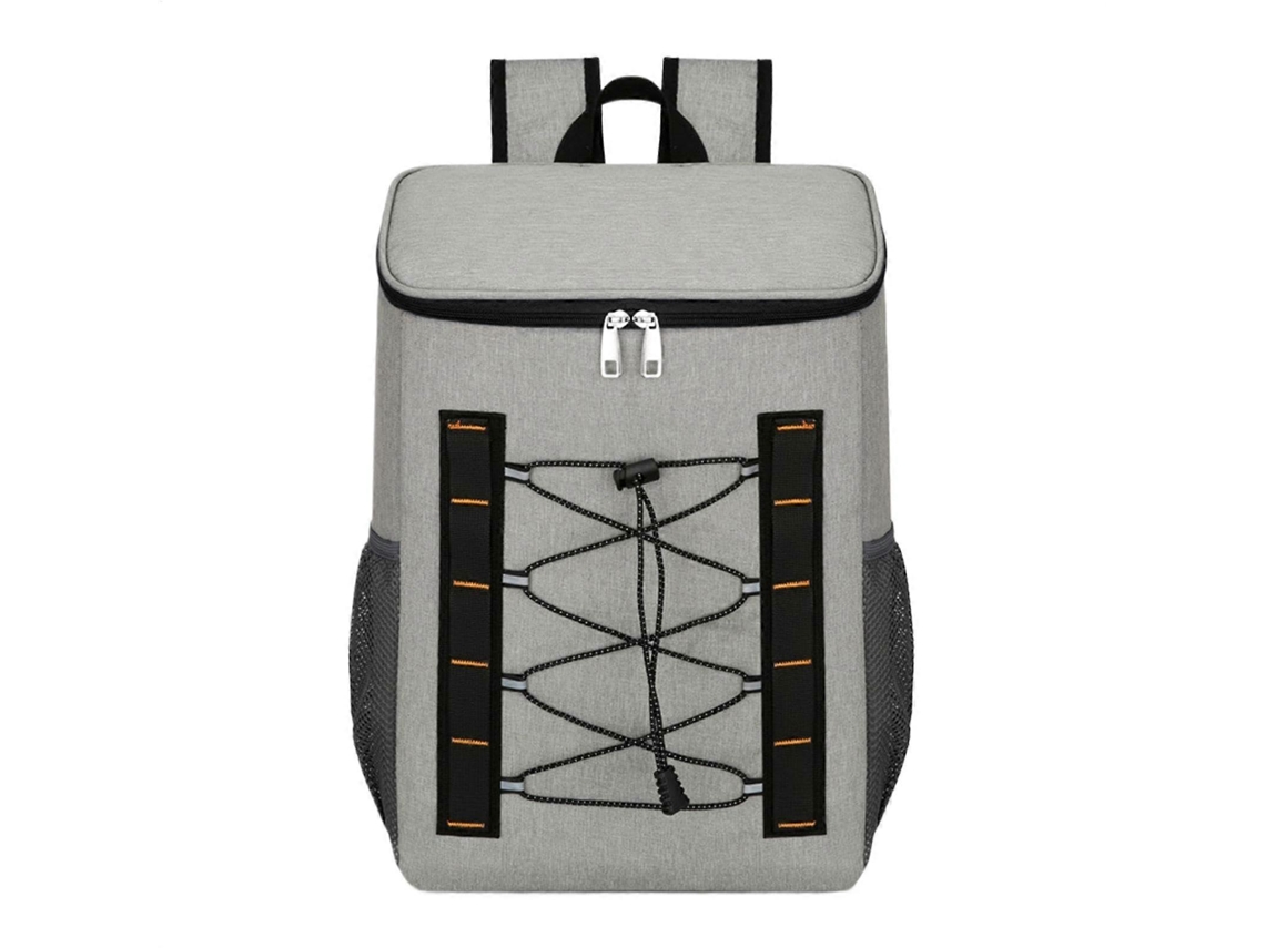 Mochila Térmica De Grande Capacidade Com Forro Impermeável À Prova De Vazamentos, Ideal Para Camping, Praia E Piquenique. Cor: Cinza.