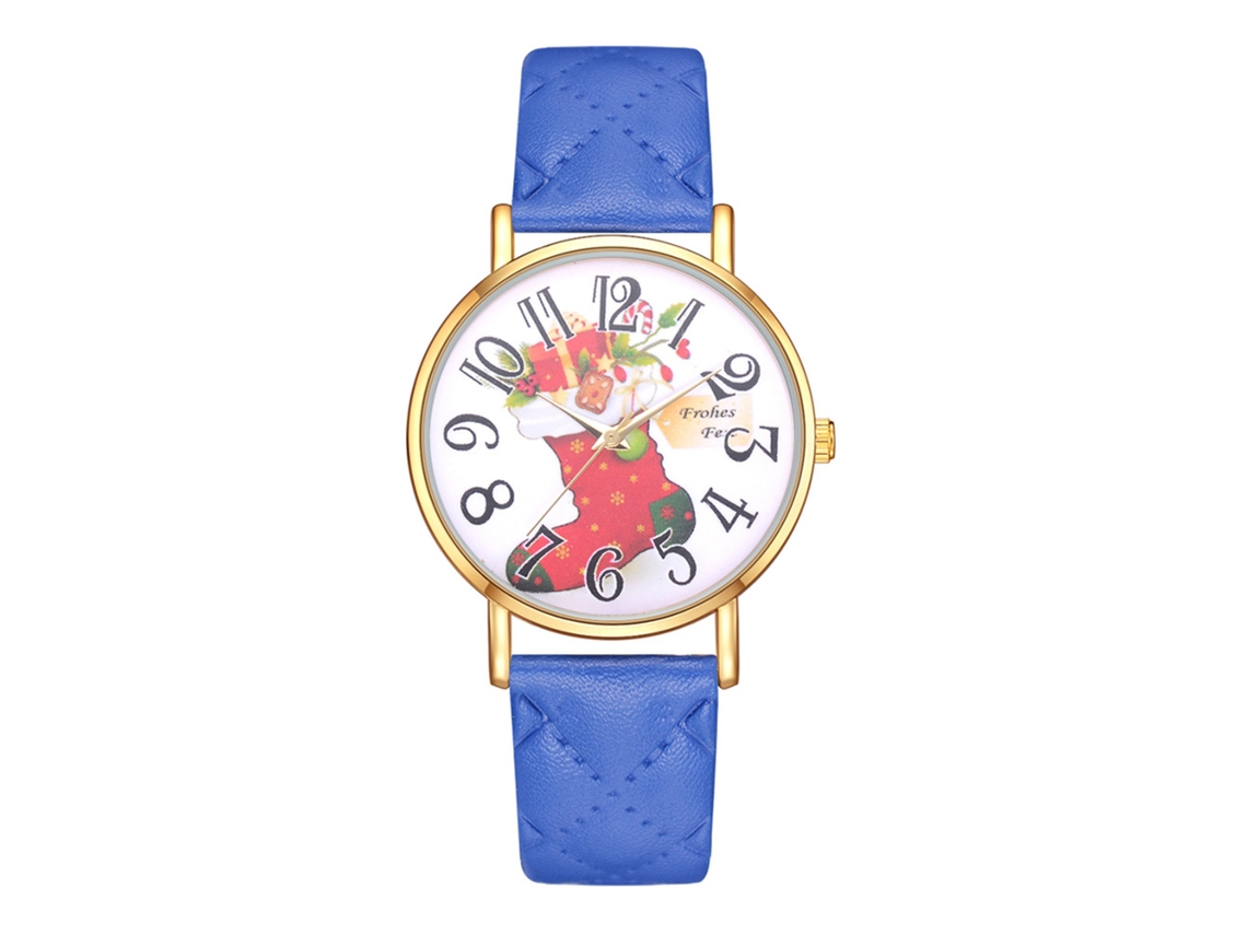 Relógio de Pulso Feminino Fashion de Quartzo com Cinta de Couro Pu (azul)