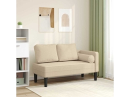 Vidaxl Chaise Lounge Com Almofadões Tecido Creme