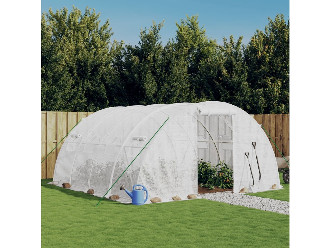 Vidaxl Estufa Com Estrutura De Aço Branca 16 M² 4x4x2 M
