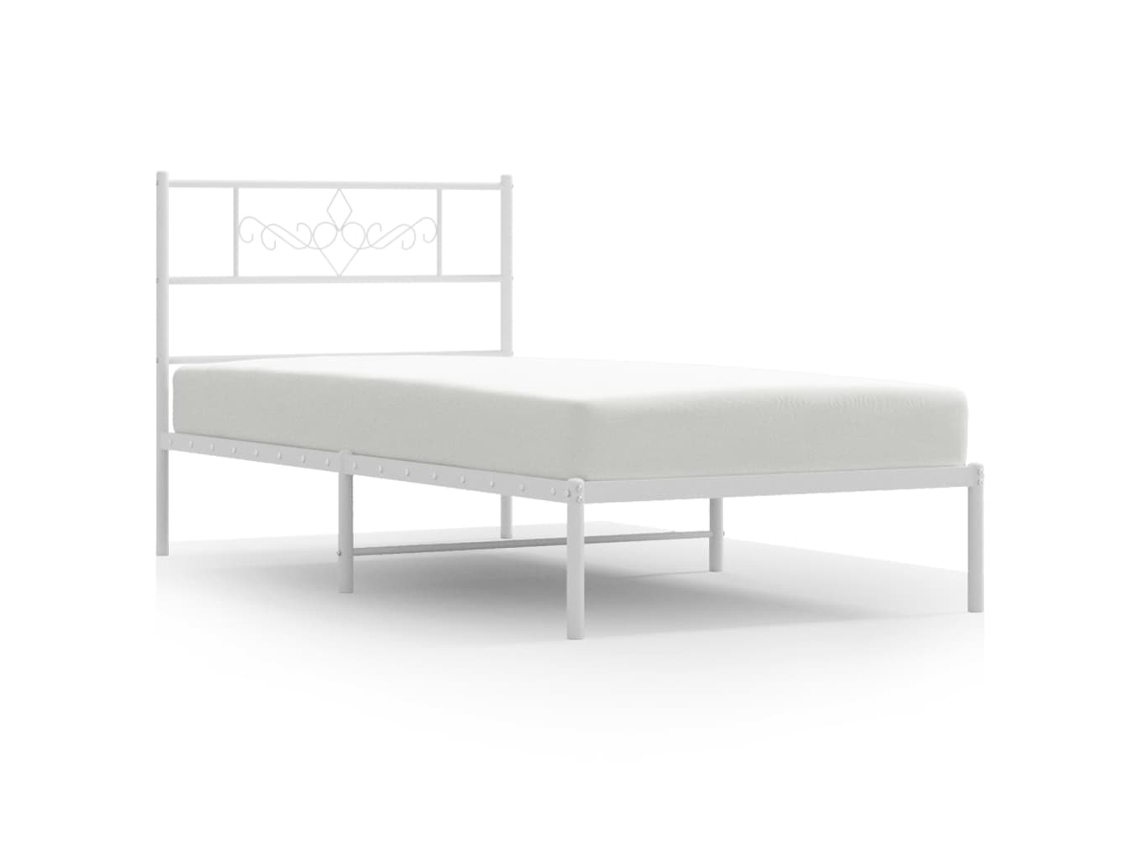 Bed Frame, Bed Frames Vidaxl Branco Aço (107 X 203 Cm)