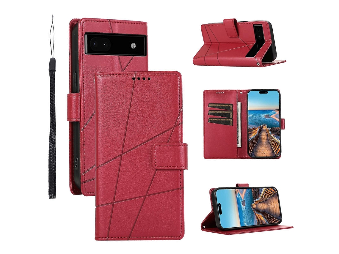 Capa De Celular Com Textura De Couro Pu E Linhas Em Relevo