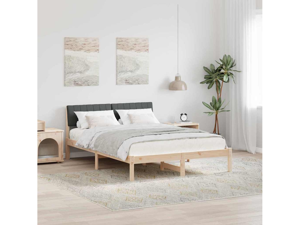 Vidaxl Estrutura Da Cama Castanho E Cinzento-escuro 135 X 190 Cm