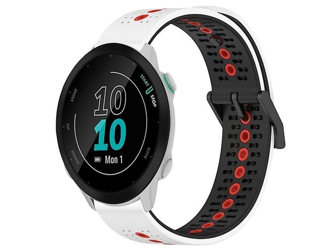 Pulseira Garmin Forerunner 55 De 20 Mm, Silicone Respirável Tricolor, Branca, Preta, Vermelha.