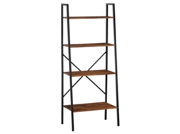 Prateleira de Estante Mdf, Steel Cor Preto e Madeira 60x35x145 cm Homcom