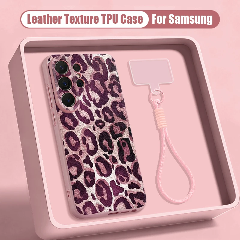 Capa Para Celular Galaxy S23 Fe Com Cordão E Estampa De Leopardo (rosa).