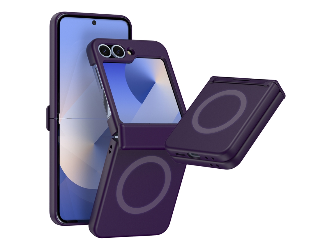 Capa Para Samsung Galaxy Z Flip 7 Dobradiça Sem Fios Roxo Escuro Czhhmart