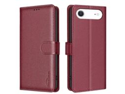 Capa De Pu Com Textura De Lichia E Proteção Rfid, Compatível Com Iphone 17 Pro - Lingling Vermelha