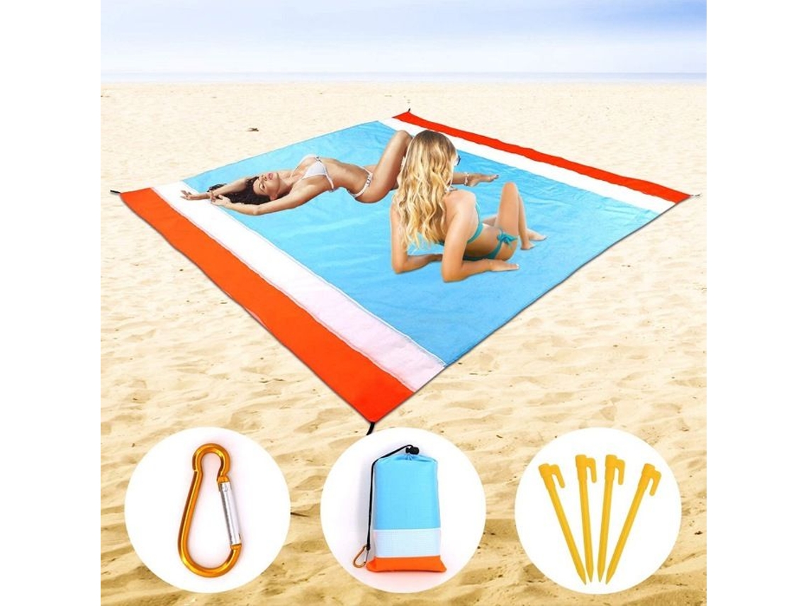 Bolsa de Praia Tapete de Praia Grande 200cm X 210cm Toalha de Praia Impermeável, Resistente À Areia e Portátil para Acampamento AOZORZ
