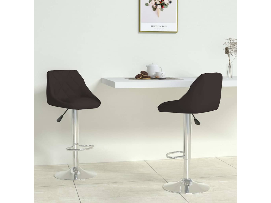 Vidaxl Bancos De Bar 2 Pcs Couro Artificial Preto