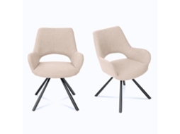 Conjunto De 2 Cadeiras De Sala De Jantar Com Braços De Tecido Marrom, Pés De Metal Preto Para Cozinha, Sala, Quarto, Escritório Meubles Cosy