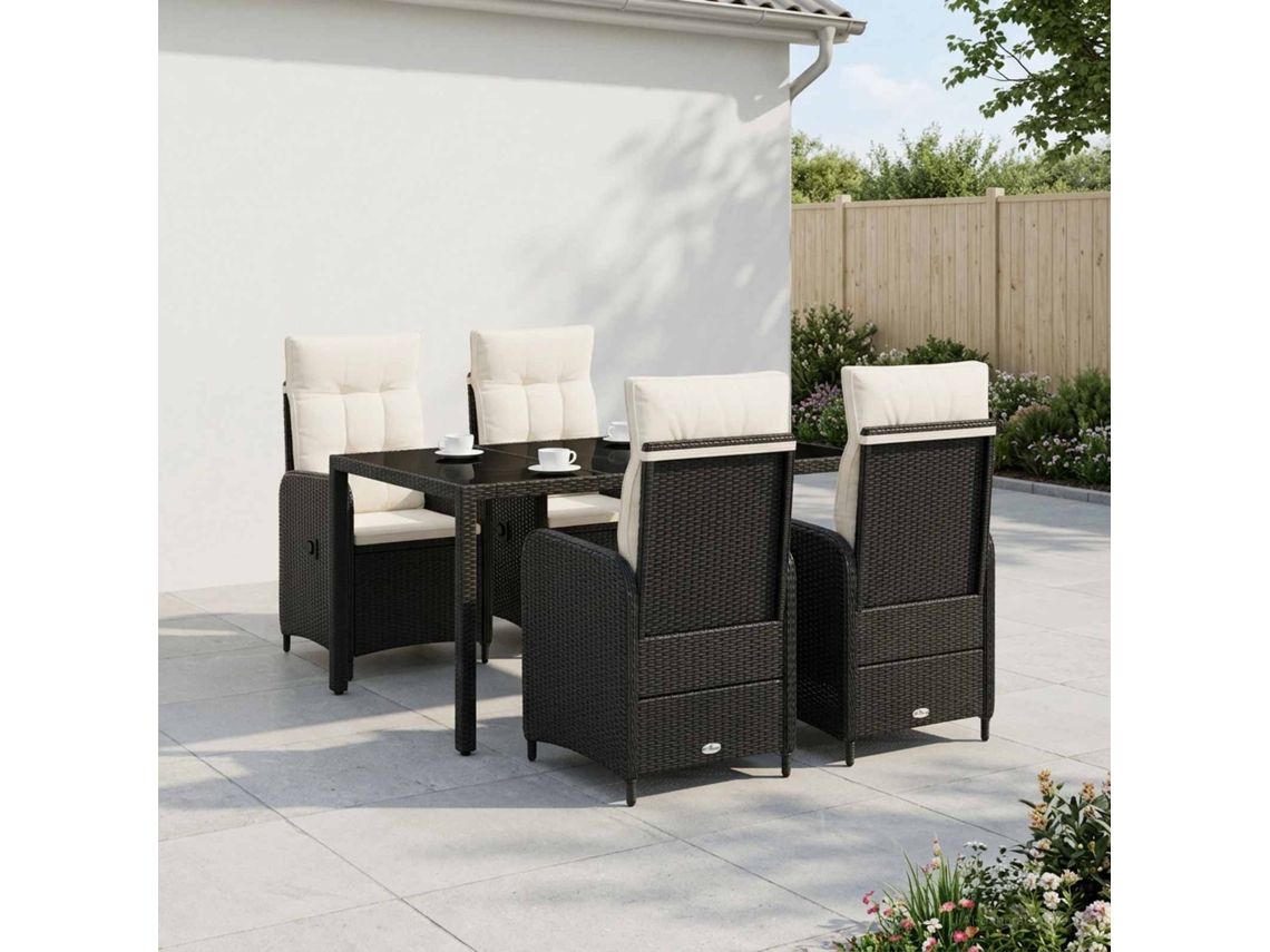 Vidaxl Conjunto De Jantar Para Exterior 5 Unid. Preto E Branco Creme