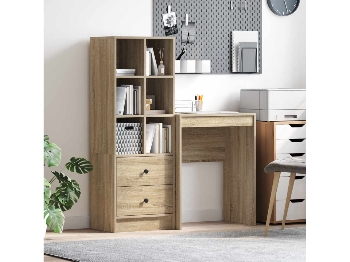 Vidaxl Mesa Com Gaveta Com Prateleira 2 Pcs Carvalho Sonoma