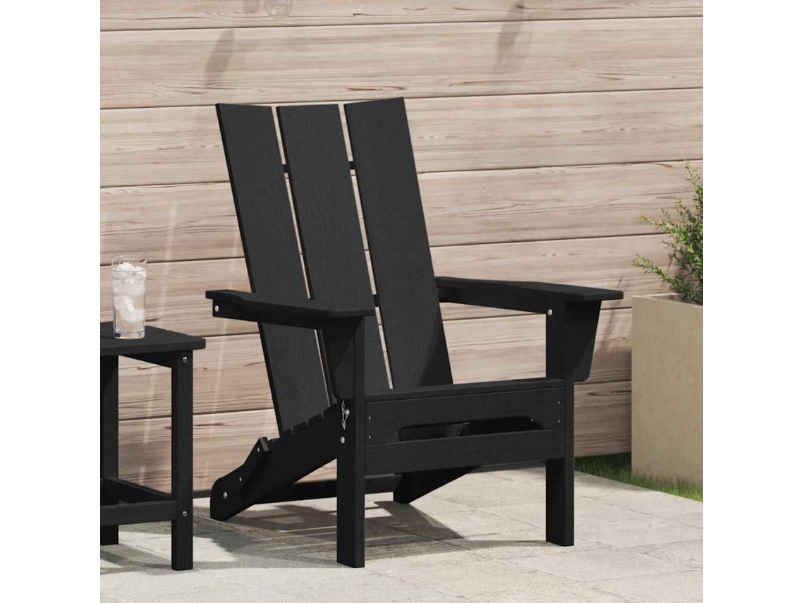 Vidaxl Cadeira Adirondack Dobrável Preto 80,5 X 74,5 X 92 Cm Hdpe