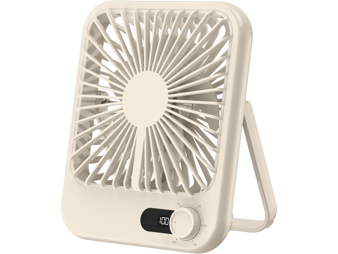 Ventoinha de Mesa Portátil HENTEN HOME recarregável USB, digital, 100 velocidades, amarelo