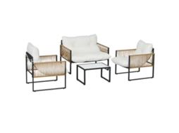 Conjunto de Jardim Aço, Pe Cor Creme 106x70x72 cm Outsunny