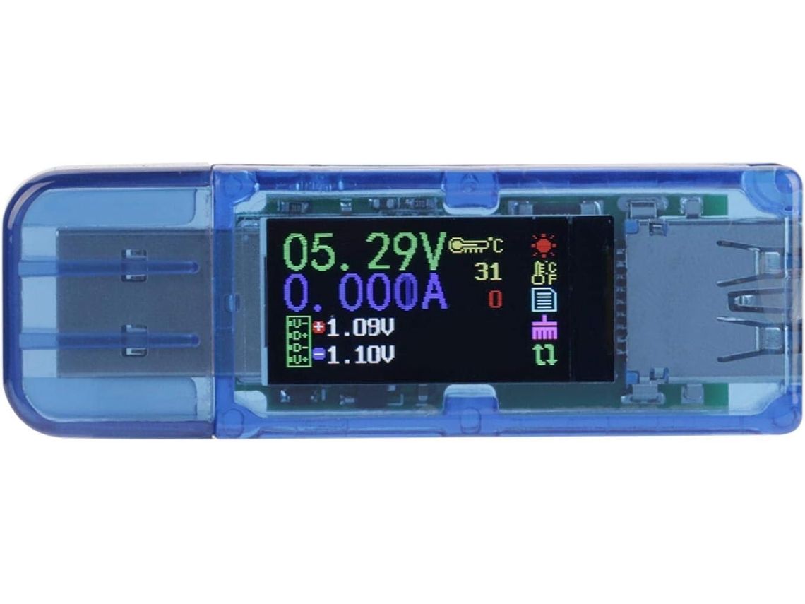 Multímetro E Medidor De Carga Usb 3.0 Com Ecrã Lcd Ips Colorida At34