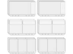 Conjunto de 12 Sacos Transparentes para Massa Beavorty A6, com 2 compartimentos de 3 vias, ideais para cartões e recibos.