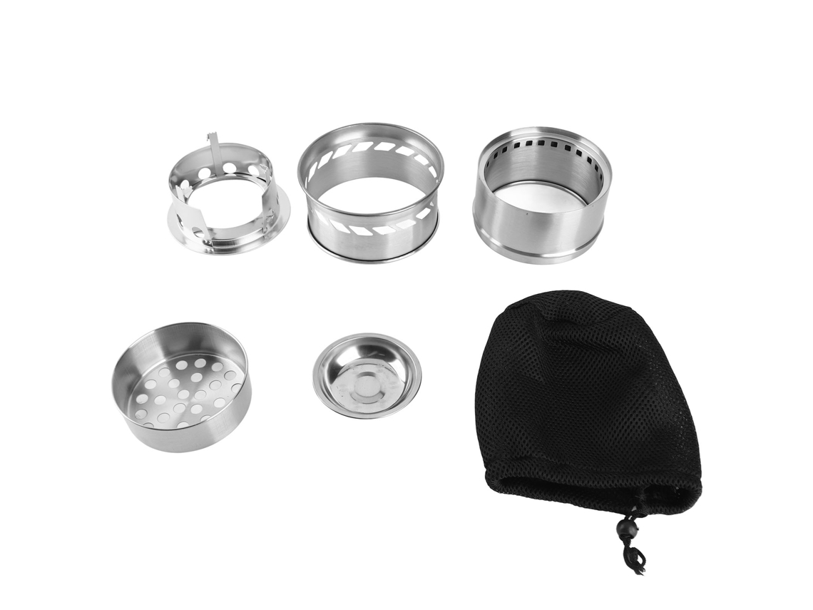 Estufa de Madeira Externa Inox para Camping com Base Alta