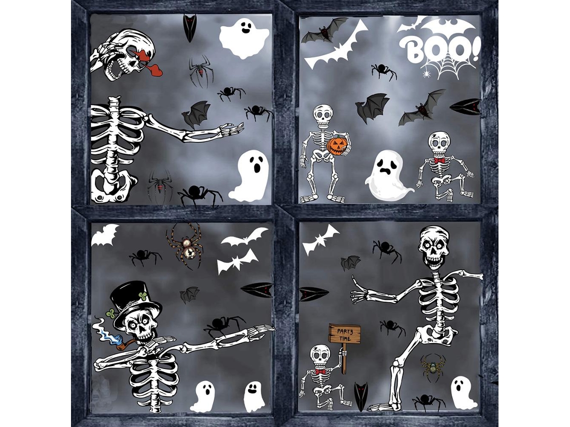 Laxiscreed Adesivos De Caveira De Halloween Estáticos Para Janelas E Decoração De Sala Divertida